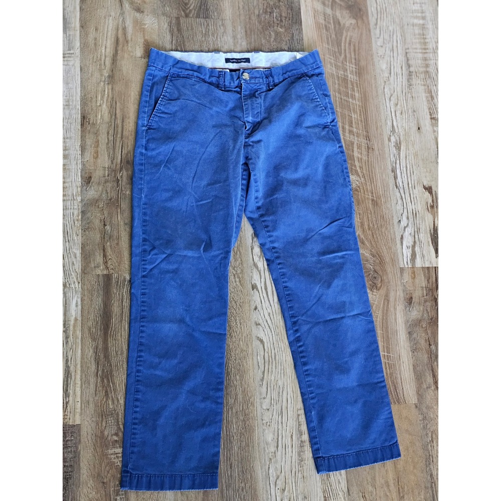 Tommy Hilfiger Mens Chino Pants 32x30 Blue Custom Fit Cotton Twill Trousers